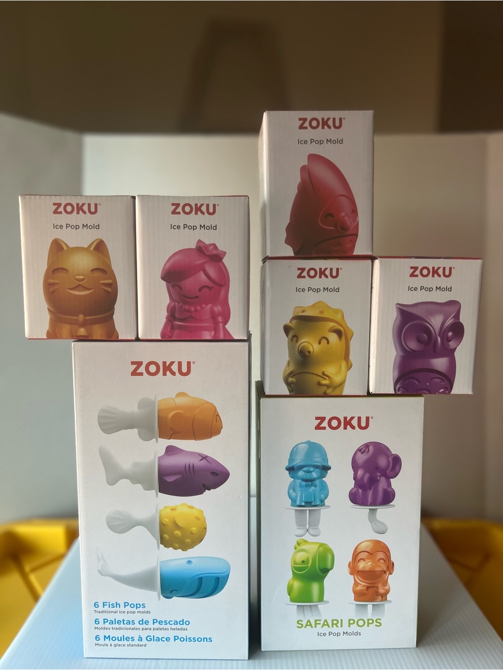 GENUINE Zoku Ice Pop Molds ALL NIB Fish Safari Owl Kitty Bright Colors